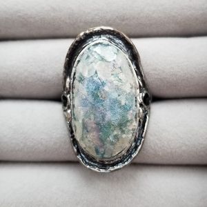 Or Paz Roman Glass 925 Silver Ring made in Israel